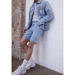 Karl Kani KK OG Paisley Denim Shorts bleached blue