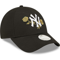 NEW ERA 940W MLB Womens Floral Metallic New York Yankees 9FORTY Cap Black