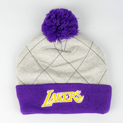 Mitchell & Ness NBA Quilted Pom Beanie HWC LOS ANGELES LAKERS Grey / Purple