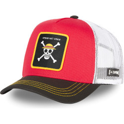 Capslab One Piece Trucker Straw Hat Crew Red