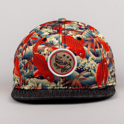 DJINN'S 6 Panel Snapback Cap Koi Linen black