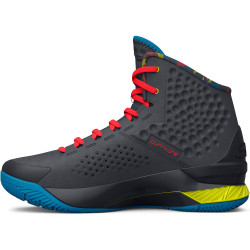 Under Armour Grade School Curry One Printed Basketball Shoes Pitch Gray / Yellow Ray
