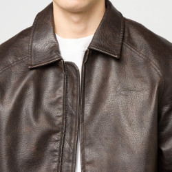 Pánska bomber bunda Karl Kani Signature Pu Leather Bomber Jacket hnedá