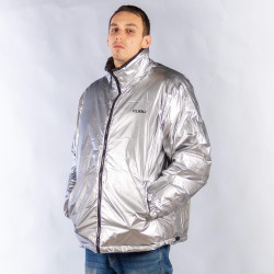 FUBU Corporate Reversible Puffer Jacket silver/black