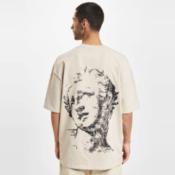 Pánske oversized tričko DEF Casual Sculpture Back Print béžové