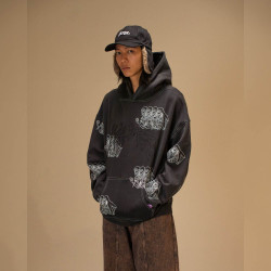 Mikina Jacker Skeleton Hoodie Garment Dyed čierna