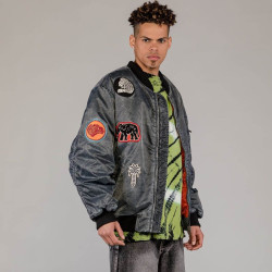 Grmy Grimey Wear The Clout Washed Bomber Jacket Washed Black