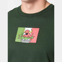 Tričko THRASHER THR x TOY MACHINE HECHO T-SHIRT tmavozelené