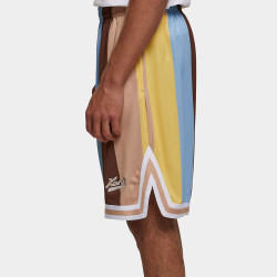 Karl Kani KK Varsity Striped Mesh Shorts blue/light yellow/brown