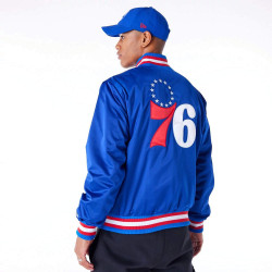 Bunda bomer New Era NBA Philadelphia 76ers Satin Blue Bomber Jacket modrá