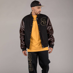 Grimey Wear Lust Mantra Wool Baseball Jacket Black