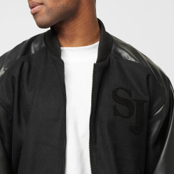 Sean John Monogram Logo Fake Wool College Jacket black