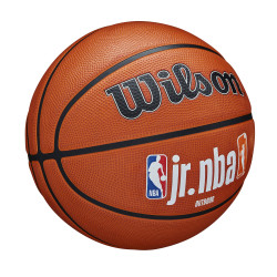 Wilson Jr. NBA Fam Logo Auth Outdoor Bskt. (sz. 5) Brown