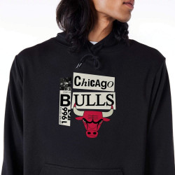 Mikina s kapucňou New Era NBA Chicago Bulls Newspaper Graphic Black Pullover Hoodie čierna