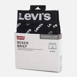 Levis Men Logo Aop Boxer Brief Organic Co 2P Black/White