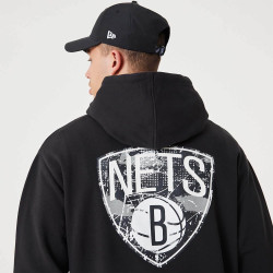 NEW ERA Brooklyn Nets NBA Infill Team Logo Black Pullover Hoodie Black