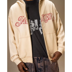 Mikina Jacker Rough Garment Dyed Premium Hoodie Zip béžová