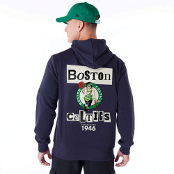 Mikina s kapucňou New Era NBA Boston Celtics Newspaper Graphic Navy Pullover Hoodie tmavomodrá