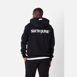 Sixth June Essentiel Bitone Zip Up Hoodie Black