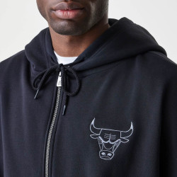 Mikina NEW ERA Chicago Bulls NBA Linear Black Oversized Full Zip Hoodie čierna