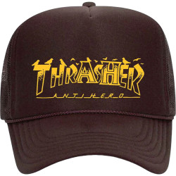 Thrasher X Antihero Pigeon Mag Trucker Hat Brown