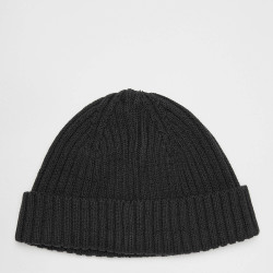 Sean John Script Logo Rib Knit Short Beanie 
black