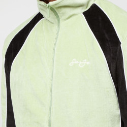 Sean John Script Logo Colorblock Velvet Trackjacket light green/black/white