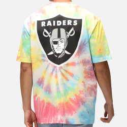 Re:Covered NFL Raiders Shield Rainbow Tie Dye Relaxed T-Shirt
