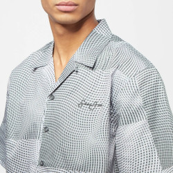 Sean John Script Logo Illusion Print Resort Shirt grey