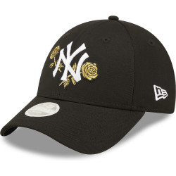 NEW ERA 940W MLB Womens Floral Metallic New York Yankees 9FORTY Cap Black