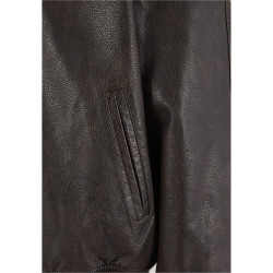 Pánska bomber bunda Karl Kani Signature Pu Leather Bomber Jacket hnedá