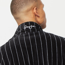 Sean John Script Logo Pinstripe Velours Trackjacket black/white