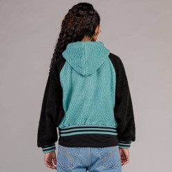 Grimey Wear Hive Sherpa Hood Button Girl Sweatshirt Blue