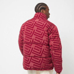 Sean John SJ Script Logo Geometric Aop Puffer Jacket dark red