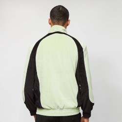 Sean John Script Logo Colorblock Velvet Trackjacket light green/black/white