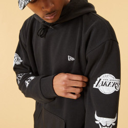 NEW ERA mikiny Distressed sleeve print hoody NBA Multi Logo Black