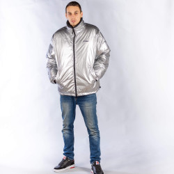 FUBU Corporate Reversible Puffer Jacket silver/black