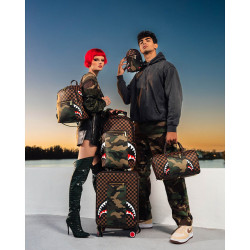 Sprayground Exterior Gold Zip Pocket Sharks In Paris Backpack (Dlxv) Brown/Camo