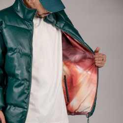 Grimey Wear Westbound Pu Leather Reversible Puffy Jacket Green