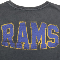 Re:Covered NFL Helmet Chest / College Backprint T-Shirt Los Angeles Rams Washed Black