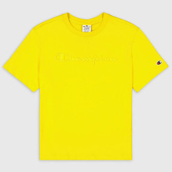 Champion Wmns Knitted Champion Logo Crewneck T-Shirt Yellow