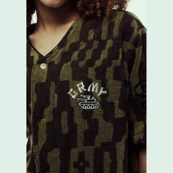 Grimey Wear Lucky Dragon All Over Jacquard Terry Towelling Baseball Jersey Black