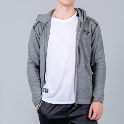 Peak Hoodie Sweater With front zipper Mid.Melange Grey