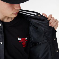 New Era Chicago Bulls NBA Black Satin Bomber Jacket