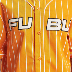 Fubu Corporate Pinstripe Baseball Overshirt orange/white