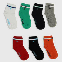 Champion 7pk short crew socks Navy/Grey/Orange/Black/Red/White/Green