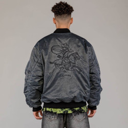 Grmy Grimey Wear The Clout Washed Bomber Jacket Washed Black