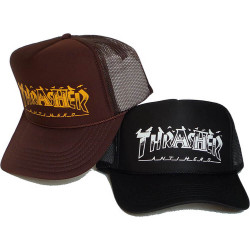 Thrasher X Antihero Pigeon Mag Trucker Hat Brown