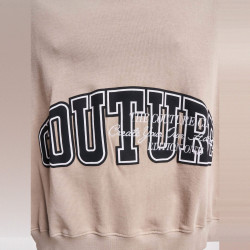 Pánska mikina The Couture Club Varsity Puff Print Crew béžová