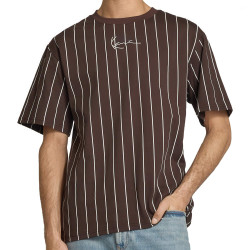 Pánske tričko Karl Kani Small Signature Essential Pinstripe Tee hnedé